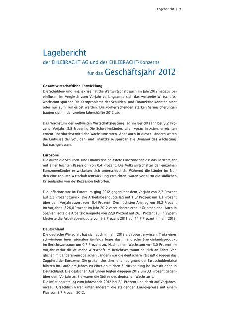GESCHÄFTSBERICHT 2012 - Ehlebracht AG