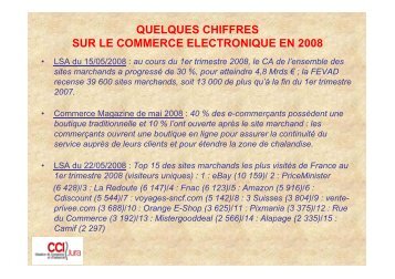 quelques chiffres sur le commerce electronique en 2008 - CCI du Jura
