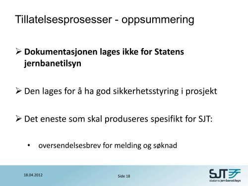 presentasjon - Statens jernbanetilsyn