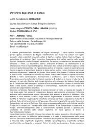 Fisiologia Umana - Corso di Laurea in Biologia - Università degli ...
