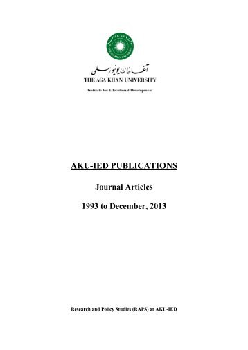 Journal Articles - Aga Khan University