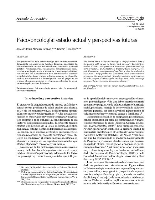 Psico-oncología: estado actual y perspectivas futuras