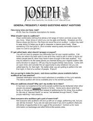 general frequently asked questions about auditions - Lyric Theatre ...