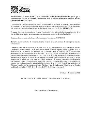 Convocatoria - Universidad Pablo de Olavide
