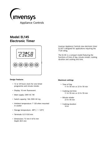 Model EL145 Electronic Timer - Toolbox.invensyscontrols.com