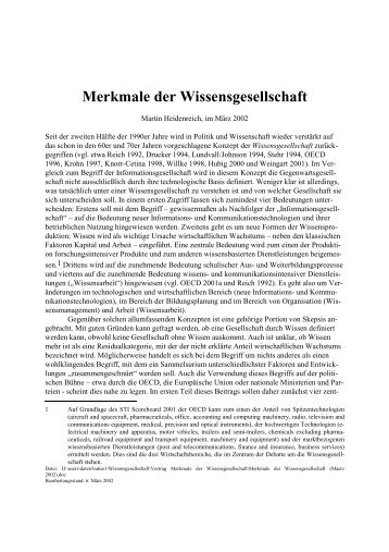 Merkmale der Wissensgesellschaft