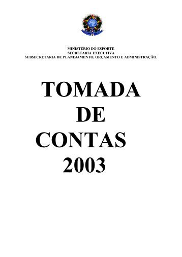 Tomada de Contas - 2003 - MinistÃ©rio do Esporte