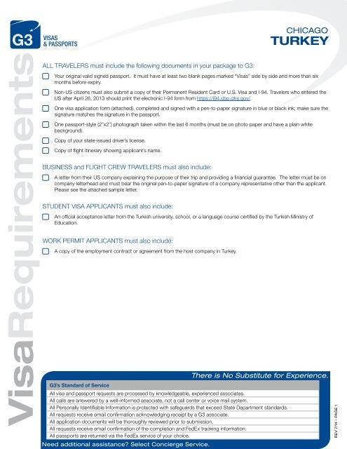 Visa Requirements - G3 Visas & Passports