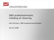 SBO-praktijkseminarie : Inleiding en situering (de heer Paul - IWT