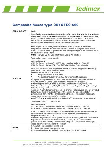 Composite hoses type CRYOTEC 660 - Tedimex