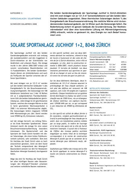 euroPäiScher SolarPreiS 18e Prix Solaire SuiSSe 18. Schweizer ...