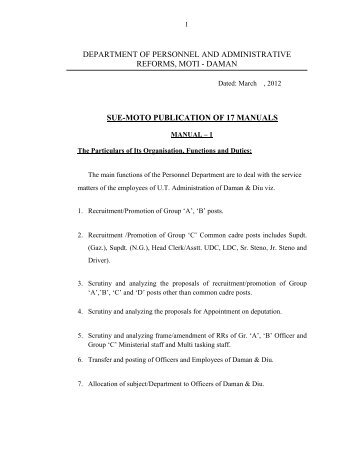 DEPARTMENT OF PERSONNEL AND ADMINISTRATIVE ... - Daman