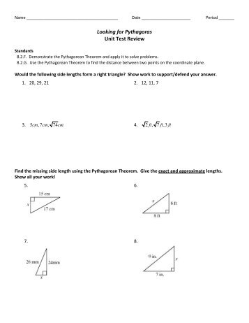 Looking for Pythagoras Unit Test Review - Issaquah Connect