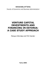 venture capital investments and financing in estonia - Tartu Ãlikooli ...
