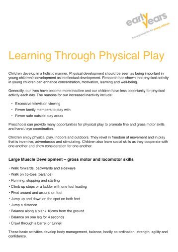 Learning Through Physical Play - Early Years
