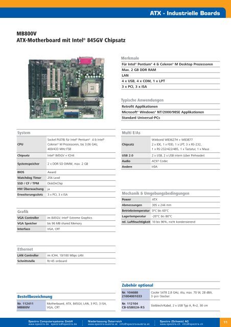 Industrielle PC-Boards - Spectra Computersysteme GmbH