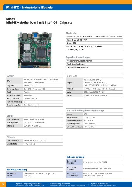 Industrielle PC-Boards - Spectra Computersysteme GmbH