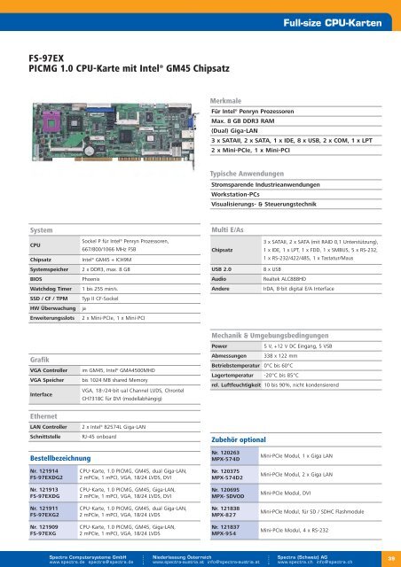 Industrielle PC-Boards - Spectra Computersysteme GmbH