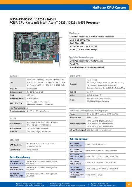 Industrielle PC-Boards - Spectra Computersysteme GmbH