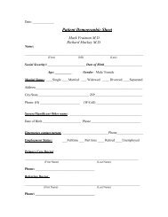 Patient Demographic Sheet - St. Joseph Medical Center