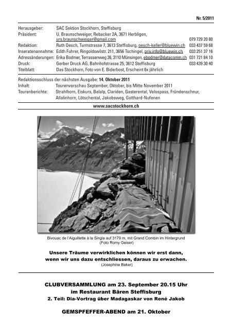 Das Stockhorn Heft 5/2011 - SAC Stockhorn