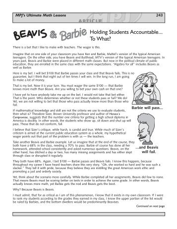 Beavis & Barbie - The Math Projects Journal