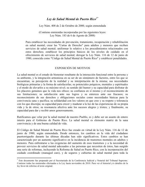 Ley de Salud Mental de Puerto Rico - Rama Judicial de Puerto Rico