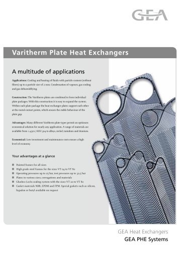 Varitherm Plate Heat Exchangers - GEA PHE Systems