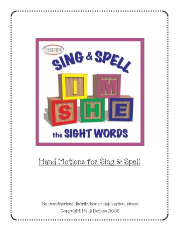 Hand Motions for Sing & Spell - Heidi Songs