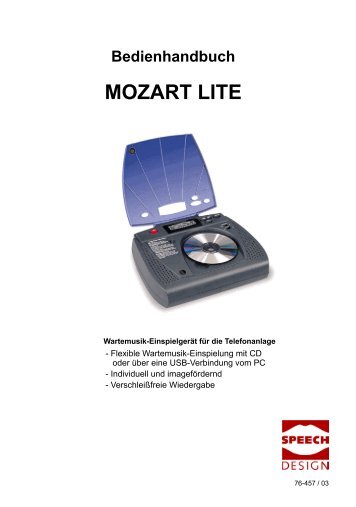 Bedienungsanleitung deutsch (für CD Mozart Lite) - Speech Design
