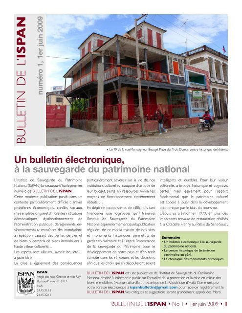 BULLETIN DE L'ISPAN No 1.pdf - reseau-culture-haiti