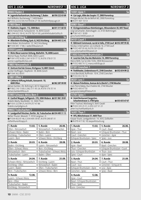 Spielplan SMM 2010 - Schweizer Schachbund