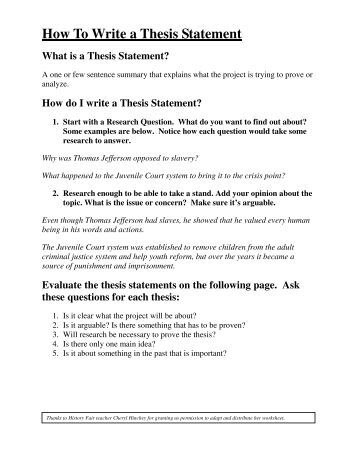 how to write a thesis statement for history fair board