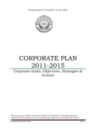 Corporate Plan 2011-2015 - Sabaragamuwa University of Sri Lanka