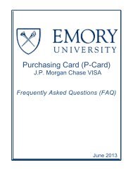 FAQ's for P-Card - Emory Finance - Emory University