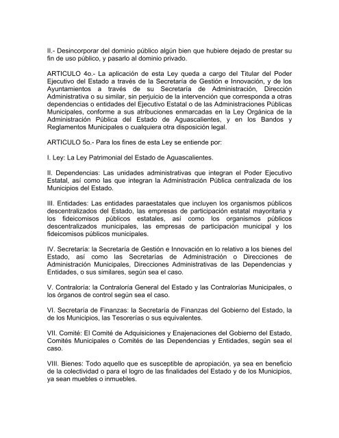 ley patrimonial del estado de aguascalientes - Gobierno de ...