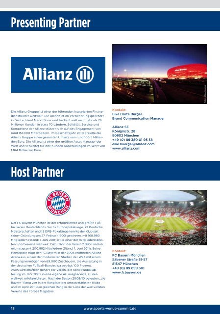 AKTUELLES PROGRAMM 2011 - SPONSORs Sports Venue Summit