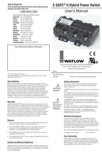E-SAFEÃ‚Â® II Hybrid Power Switch User Manual Rev C June ... - Watlow