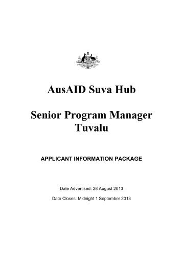 AusAID Suva Hub Senior Program Manager Tuvalu - Fiji