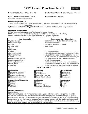 SIOPÂ® Lesson Plan Template 1 - ACT-ESL