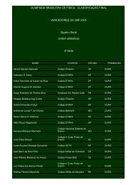 OLIMPÃADA BRASILEIRA DE FÃSICA - CLASSIFICAÃÃO FINAL
