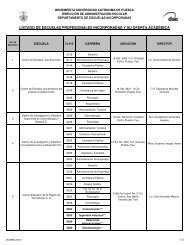 listado de escuelas profesionales incorporadas y su ... - Transparencia