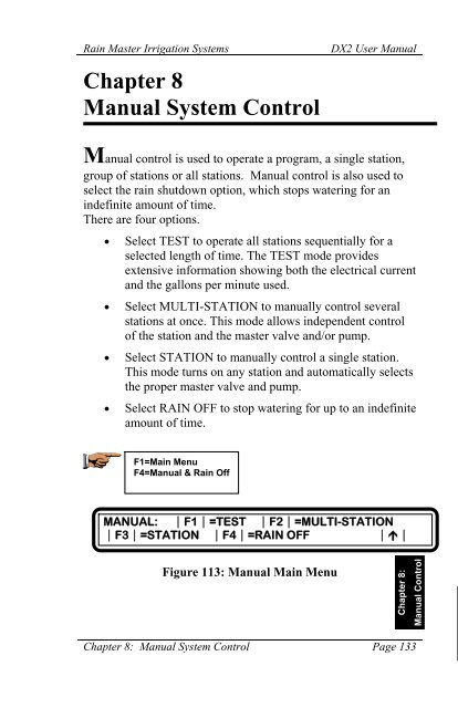 Chapter 8 Manual System Control - Rain Master Control Systems