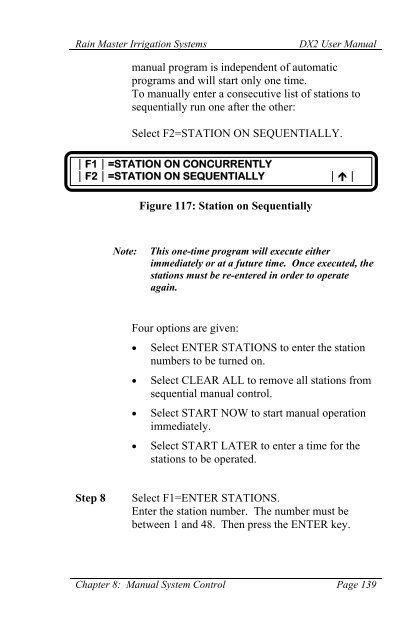 Chapter 8 Manual System Control - Rain Master Control Systems