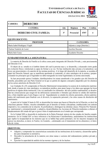 Derecho Civil Familia - Universidad Catolica de Salta