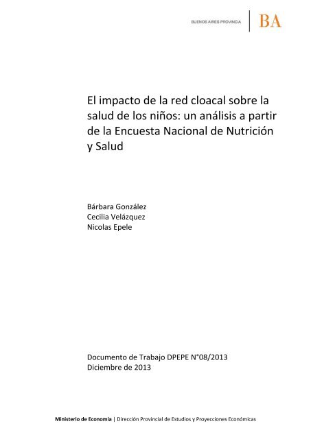 El impacto de la red cloacal sobre la salud de los niños un análisis a partir de la Encuesta Nacional de Nutrición y Salud