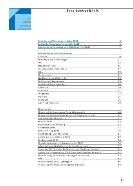 Jahresbericht 2008 - Spital Oberengadin