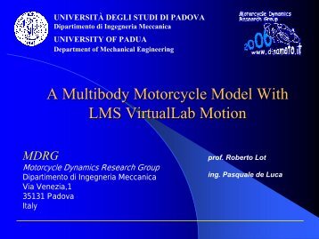 A Multibody Motorcycle Model With LMS VirtualLab Motion