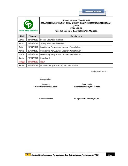 laporan laporan bulanan - Ditjen Cipta Karya