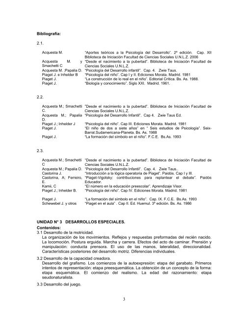 1 I PsicologÃ­a del Desarrollo - Facultad de Ciencias Sociales